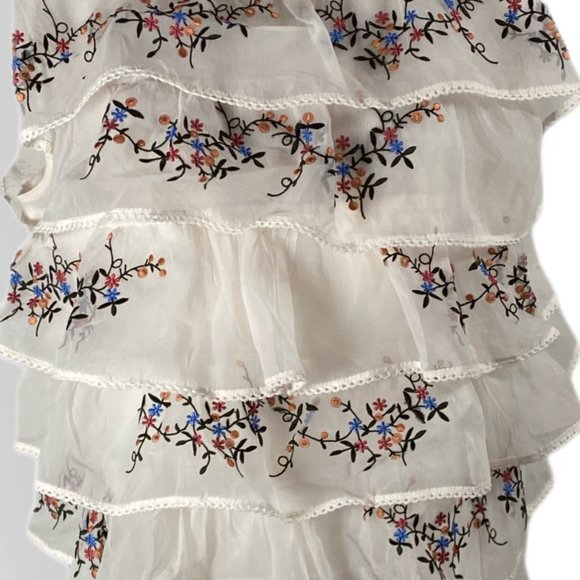 Anthropologie, Seen Worn Kept, EUC, Flutter, White, Sleeveless Ruffle, Top, Med - Picture 7 of 13